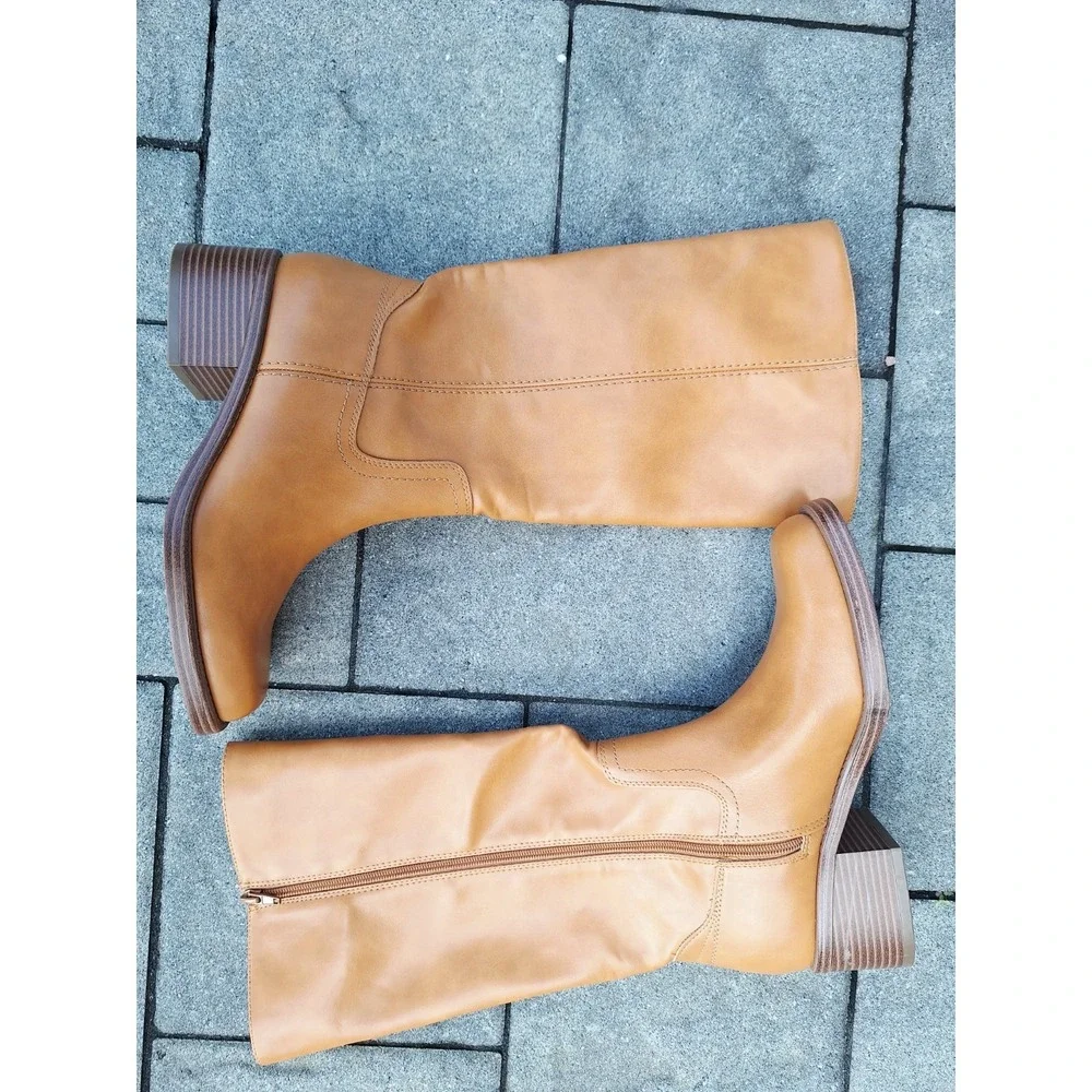 Indigo Rd. Womens Iroshan Cognac Tan Tall Knee High Boots Sz 11M Block Heel NWB